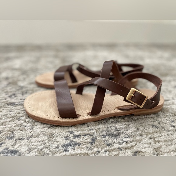 FABIO RUSCONI Brown Leather Strappy Sandals Size 40 / US 9.5 Womens Made Italy - Picture 1 of 8